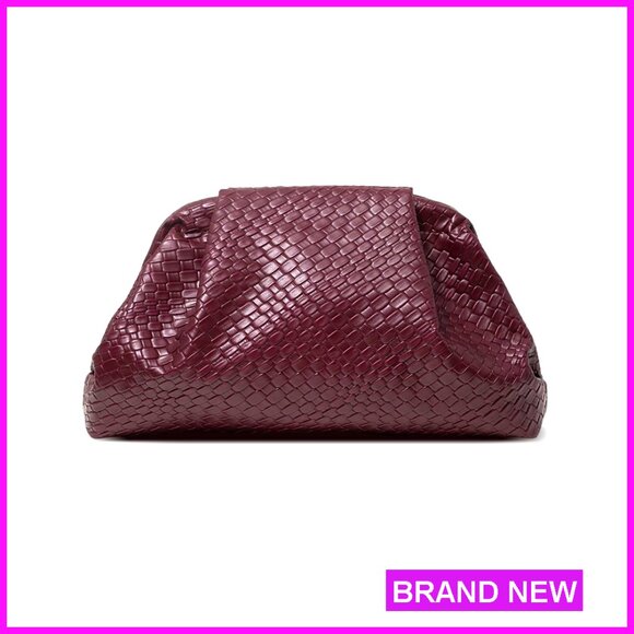 Woven PU Leather Clutch Evening Bag for Wedding Party Formal Events